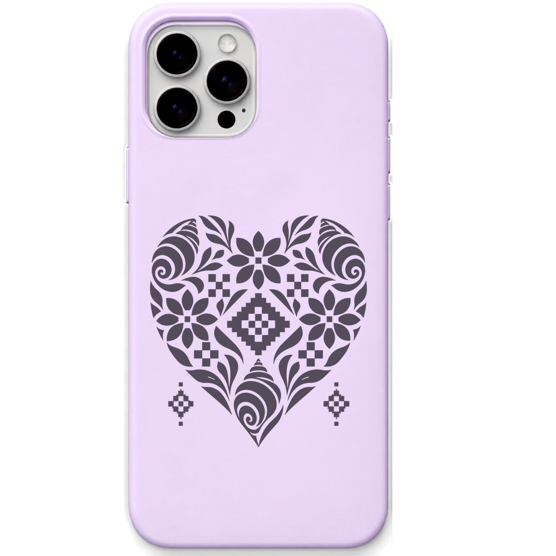 Woven Heart engraved pastel silicone phone cover in Lavender