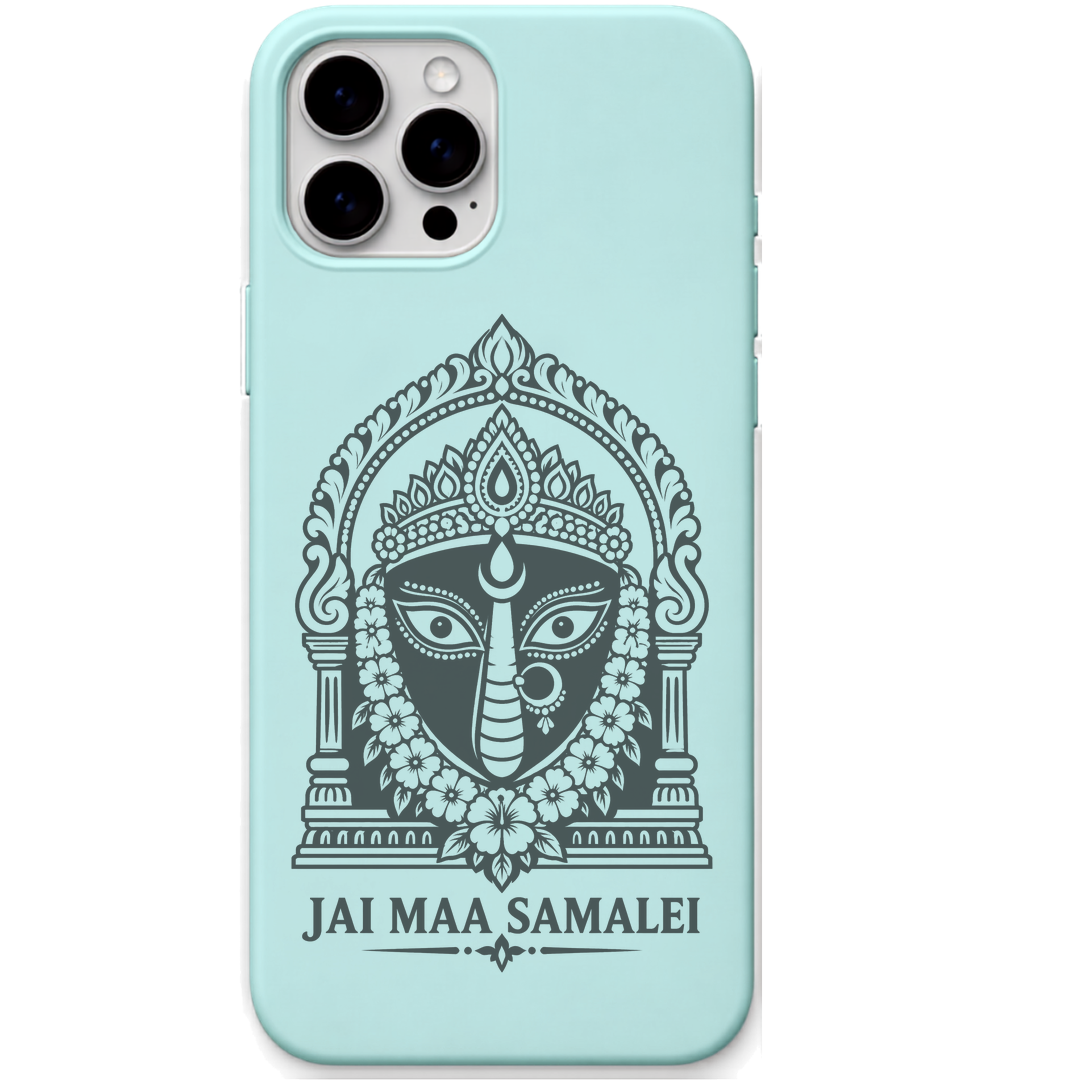 Jai Maa Samalei engraved pastel silicone phone cover in Mint Green