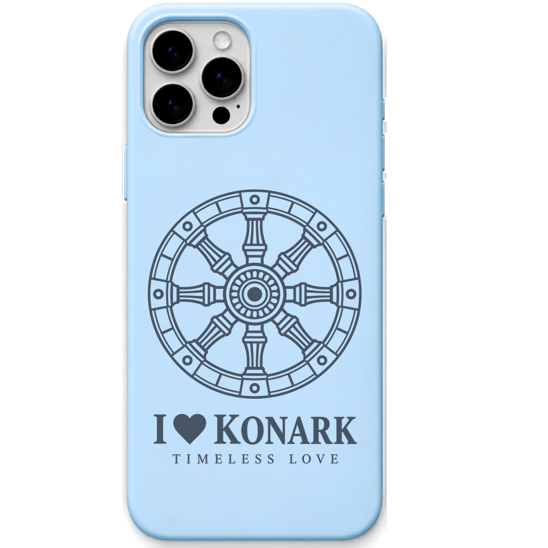 Konark Timeless Love engraved pastel silicone phone cover in Sky Blue