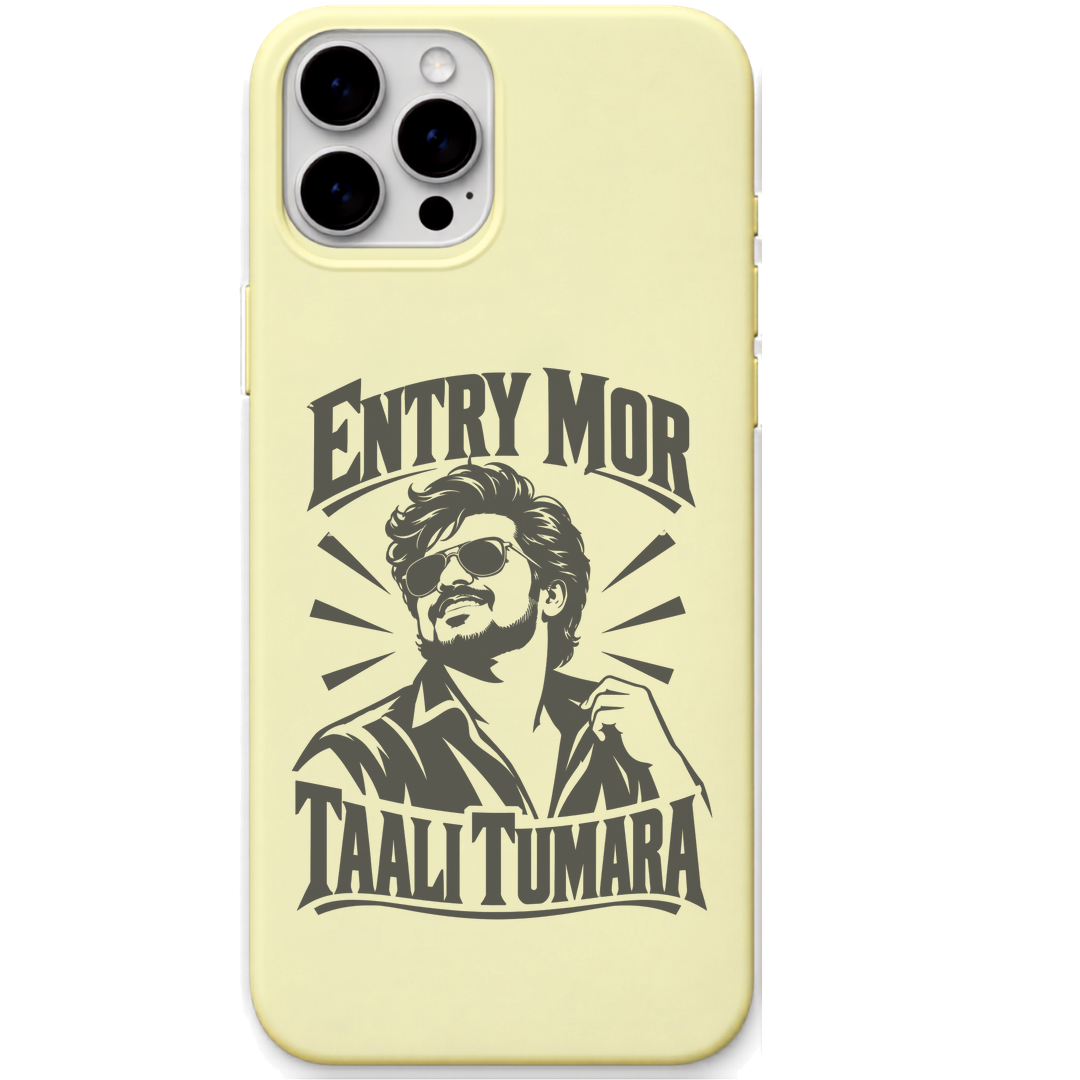 Full Ollywood Entry Mora Taali Tumara engraved pastel silicone phone cover in Lemon Yellow