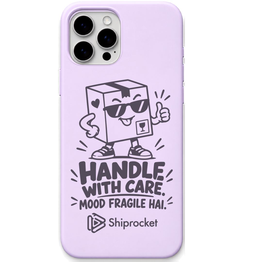 Shiprocket Handle With Care engraved phone cover in Lavender