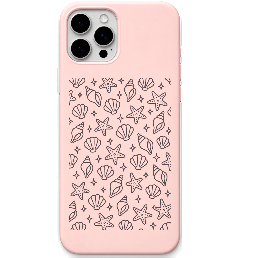 Seaside Pocket Finds engraved pastel silicone phone cover in Blush Pink