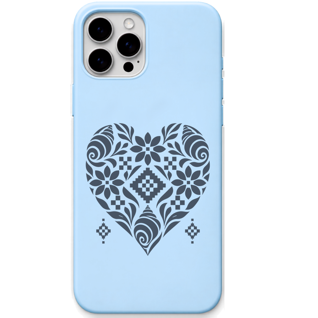 Woven Heart engraved pastel silicone phone cover in Sky Blue