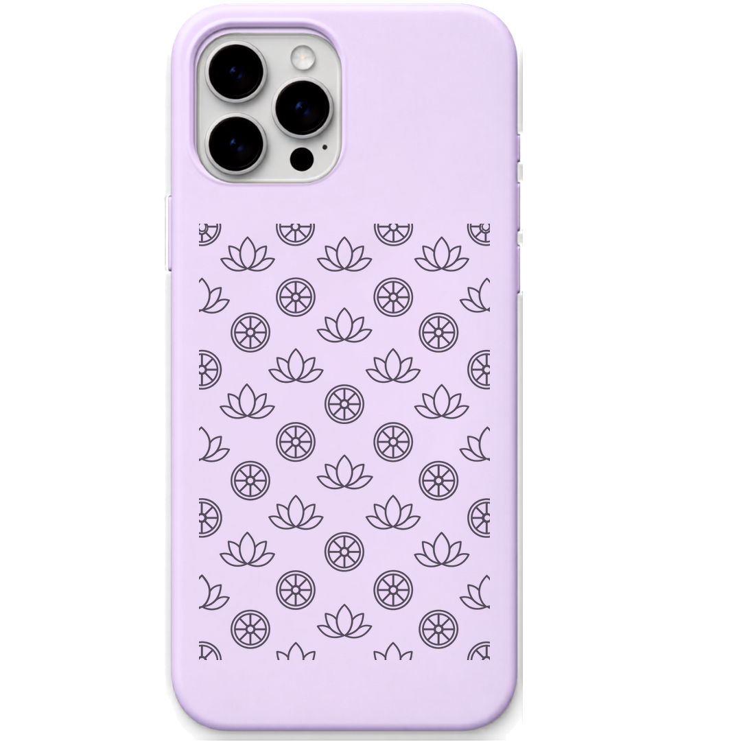 Lotus Chakra Quiet engraved pastel silicone phone cover in Lavender