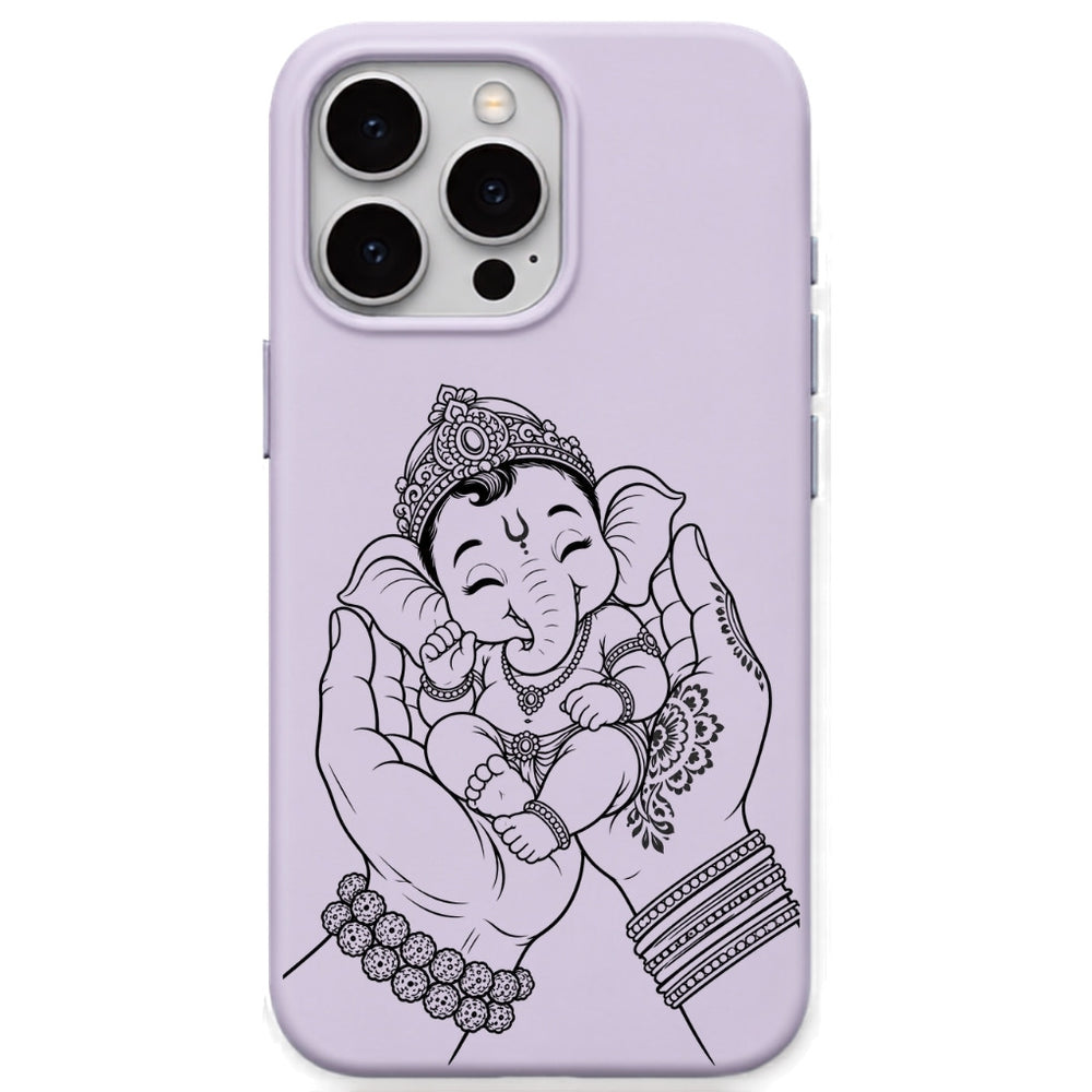 Ganesha Blessings phone cover in Lavender