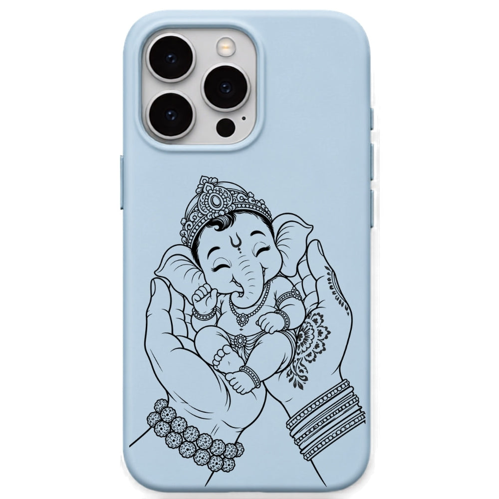 Ganesha Blessings phone cover in Sky Blue