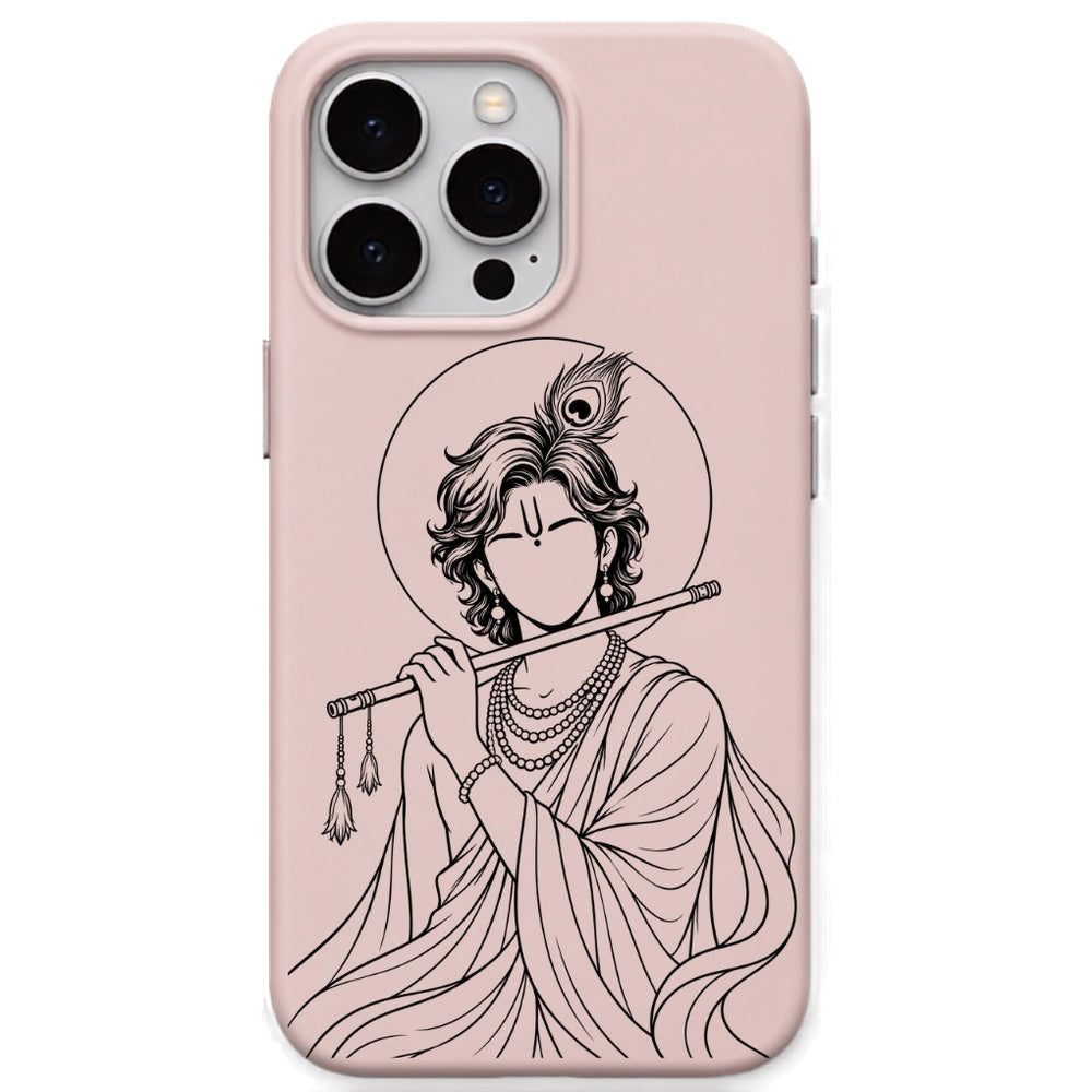 Krishna Bansuri Portrait phone cover in Blush Pink