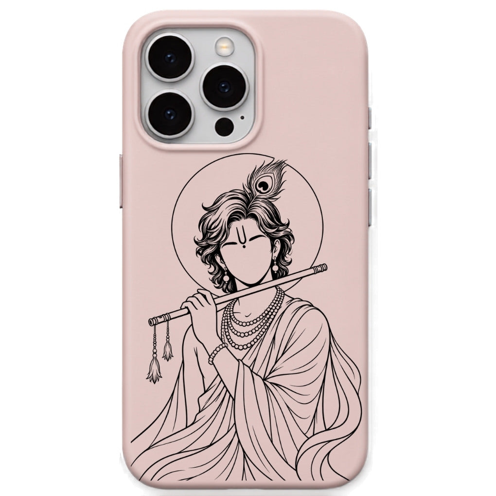 Krishna Bansuri Portrait phone cover in Blush Pink