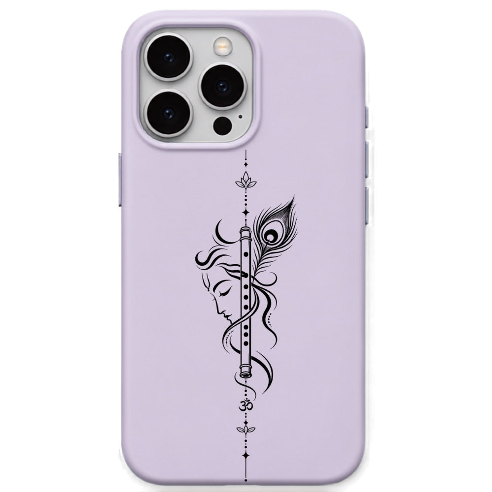 Krishna Flute & Peacock Feather phone cover in Lavender