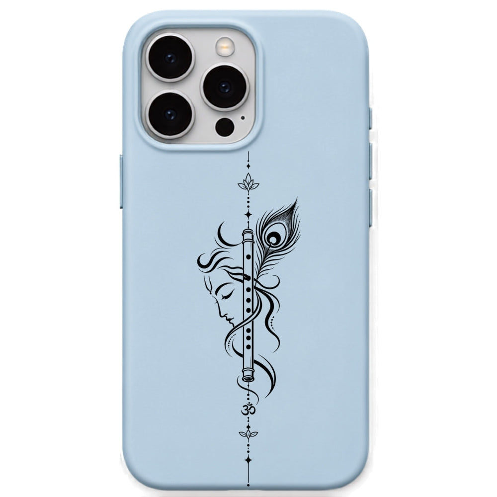Krishna Flute & Peacock Feather phone cover in Sky Blue