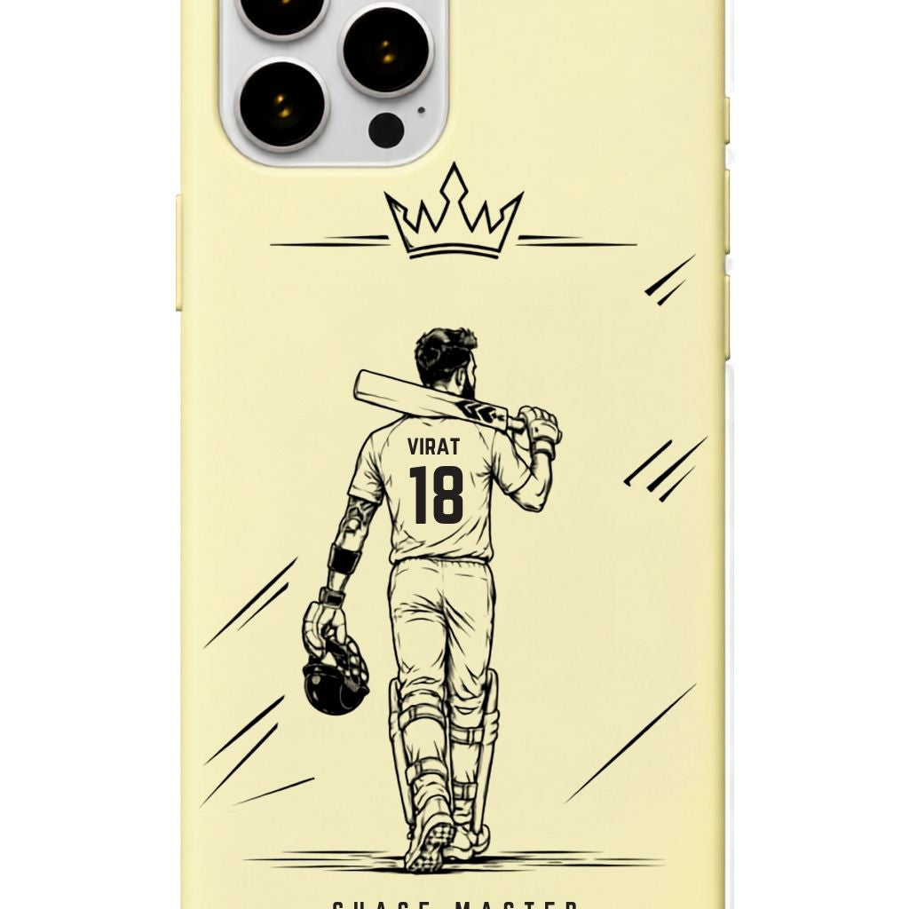 Virat King Lemon Yellow cricket mobile cover