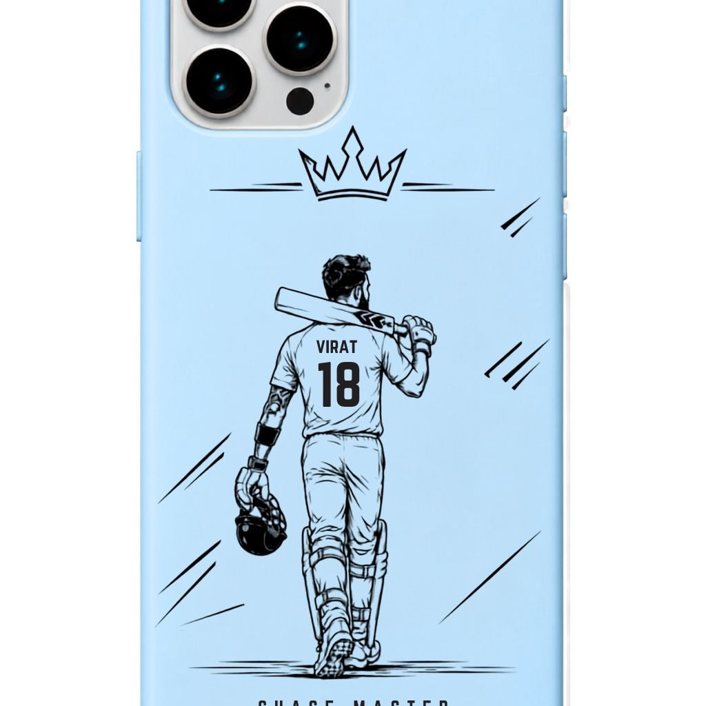 Virat King Sky Blue cricket mobile cover