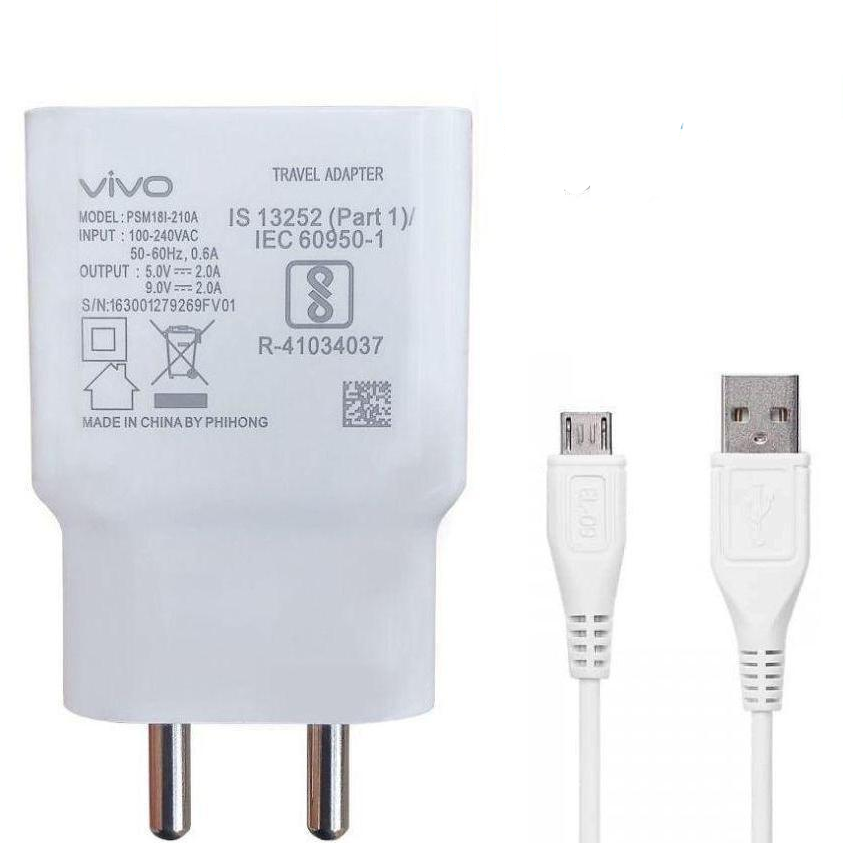 Vivo Y93s 2 Amp Dual Engine Mobile Charger with Data Cable-chargingcable.in