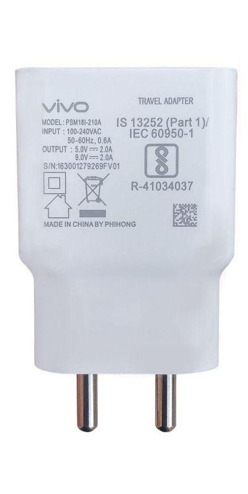 Vivo Z3 2 Amp Dual Engine Fast Mobile Charger with Data Cable 1M Cord-White-chargingcable.in