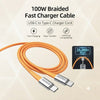 DesiTech 100W Type-C to Type-C Nylon Flat Braided 1.2M Cable | For All Mobile Models