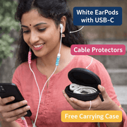 Original Apple iPhone EarPods (USB-C) With Free Travel Carry Case & Protector