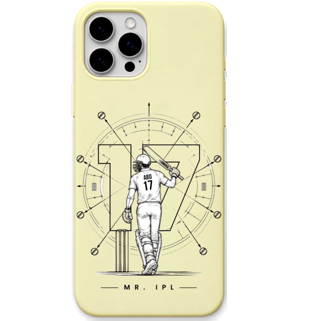 ABD Lemon Yellow cricket mobile cover