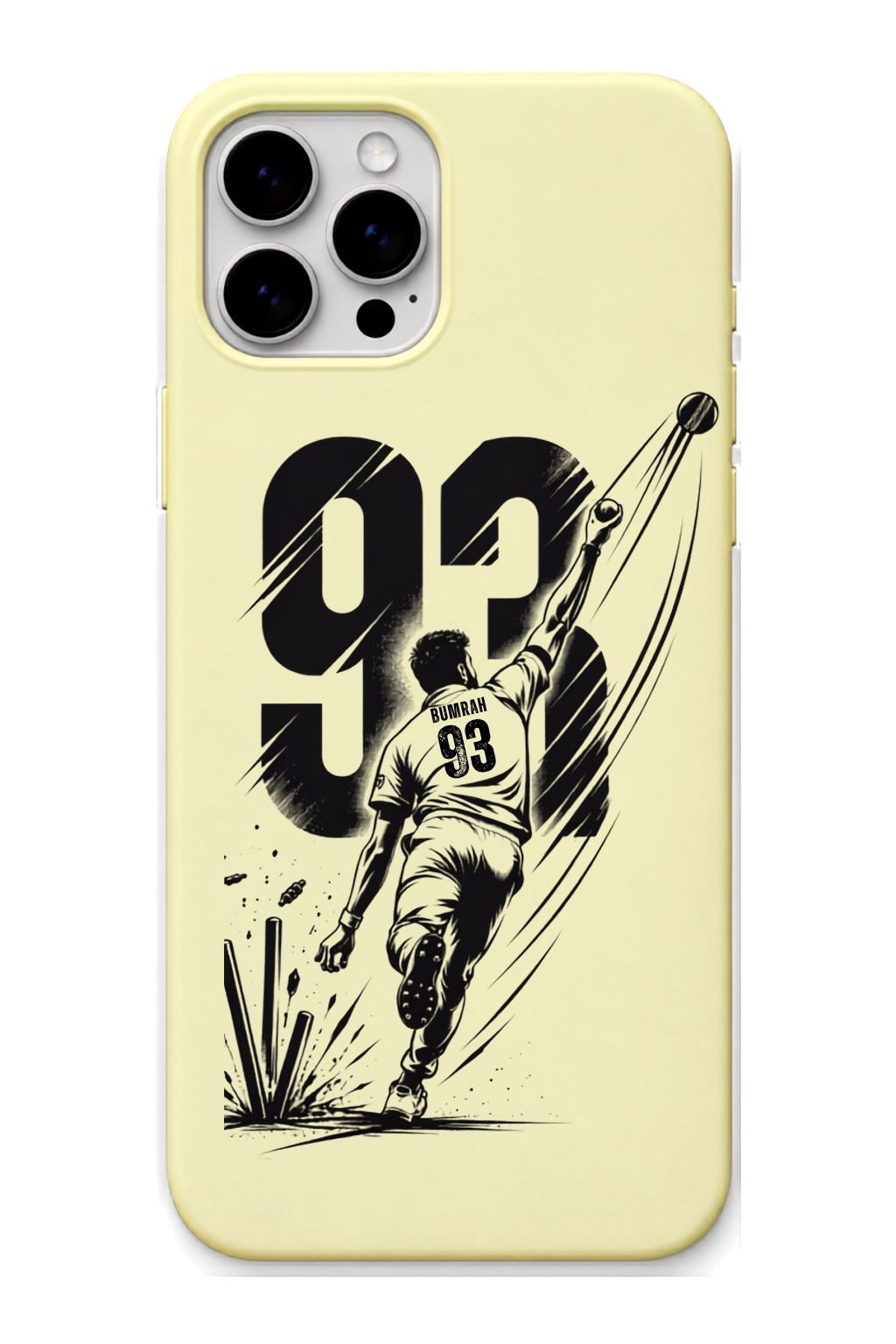 Bhumra Lemon Yellow cricket mobile cover