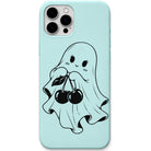 Cherry Ghostie liquid silicone phone cover in Mint Green
