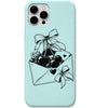 Cherry Love Letter liquid silicone phone cover in Mint Green
