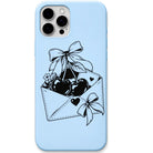 Cherry Love Letter liquid silicone phone cover in Sky Blue
