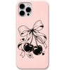 Cherry Ribbon Charm liquid silicone phone cover in Blush Pink