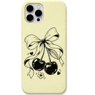Cherry Ribbon Charm liquid silicone phone cover in Lemon Yellow