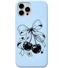 Cherry Ribbon Charm liquid silicone phone cover in Sky Blue