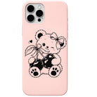 Cherry Teddy liquid silicone phone cover in Blush Pink