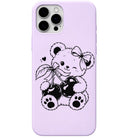 Cherry Teddy liquid silicone phone cover in Lavender