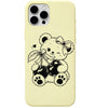 Cherry Teddy liquid silicone phone cover in Lemon Yellow