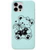 Cherry Teddy liquid silicone phone cover in Mint Green