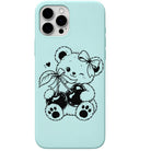 Cherry Teddy liquid silicone phone cover in Mint Green