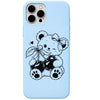 Cherry Teddy liquid silicone phone cover in Sky Blue