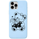 Cherry Teddy liquid silicone phone cover in Sky Blue