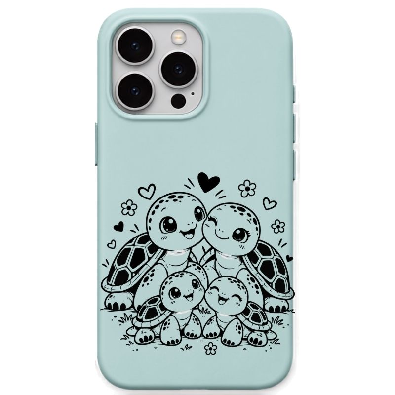 Cute Turtle Family liquid silicone phone cover in Lavender