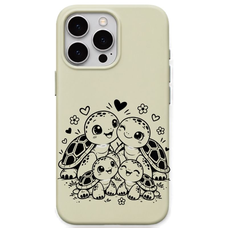 Cute Turtle Family liquid silicone phone cover in Sky Blue