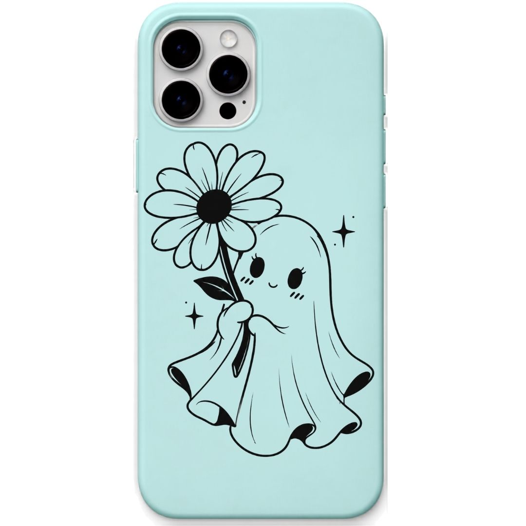 Daisy Ghostie liquid silicone phone cover in Mint Green
