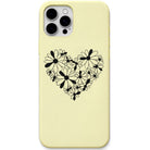 Daisy Heart liquid silicone phone cover in Lemon Yellow