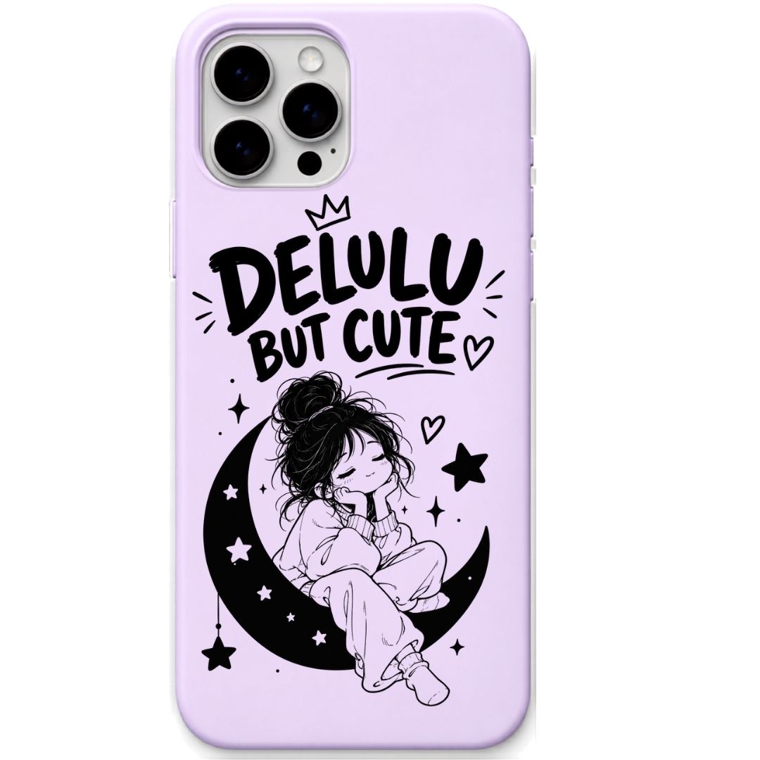 Delulu But Cute liquid silicone phone cover in Lavender