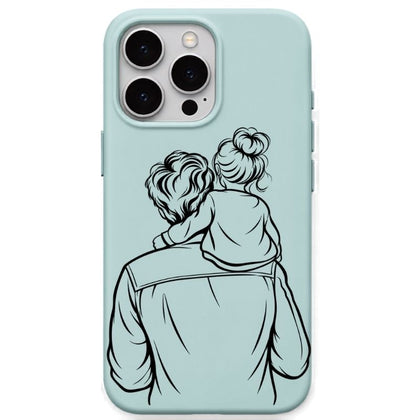 Father and Daughter liquid silicone phone cover in Mint Green