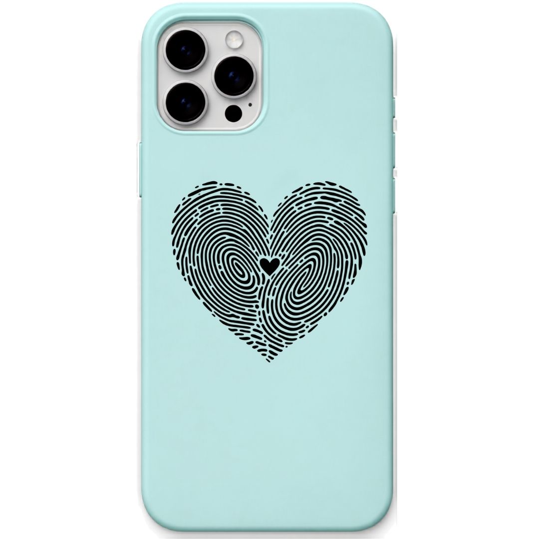 Fingerprint Heart liquid silicone phone cover in Mint Green
