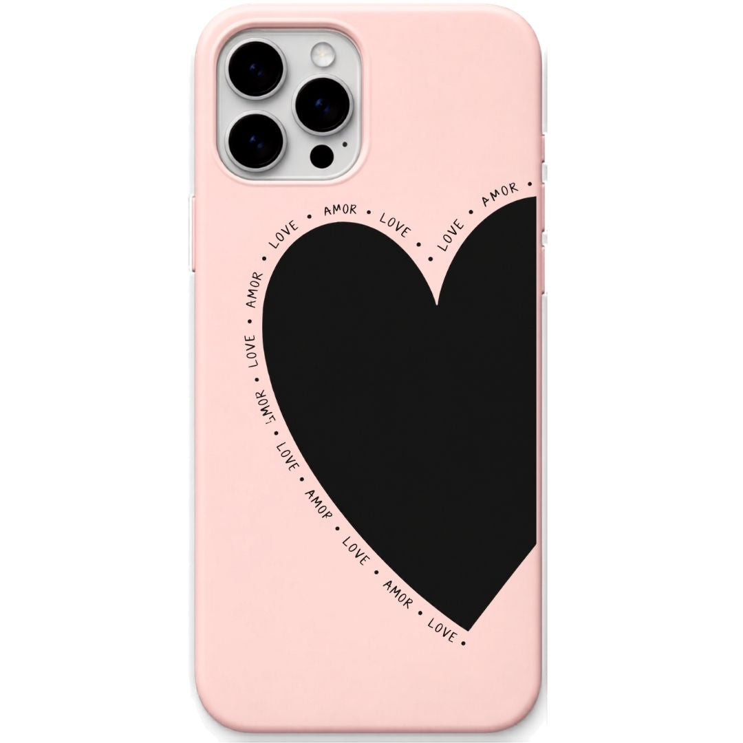 Giant Heart Frame liquid silicone phone cover in Blush Pink