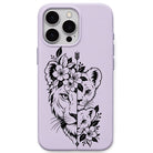 Lion Family Floral liquid silicone phone cover in Lavender