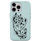 Lion Family Floral liquid silicone phone cover in Mint Green