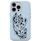 Lion Family Floral liquid silicone phone cover in Sky Blue