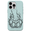 Lion Paw Line Art liquid silicone phone cover in Mint Green