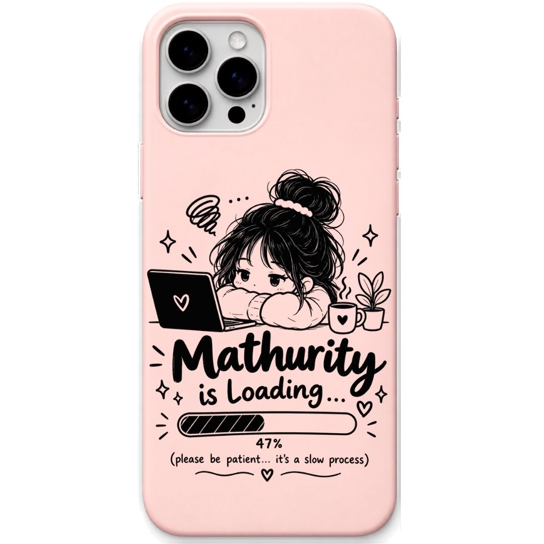 Maturity Is Loading liquid silicone phone cover in Blush Pink