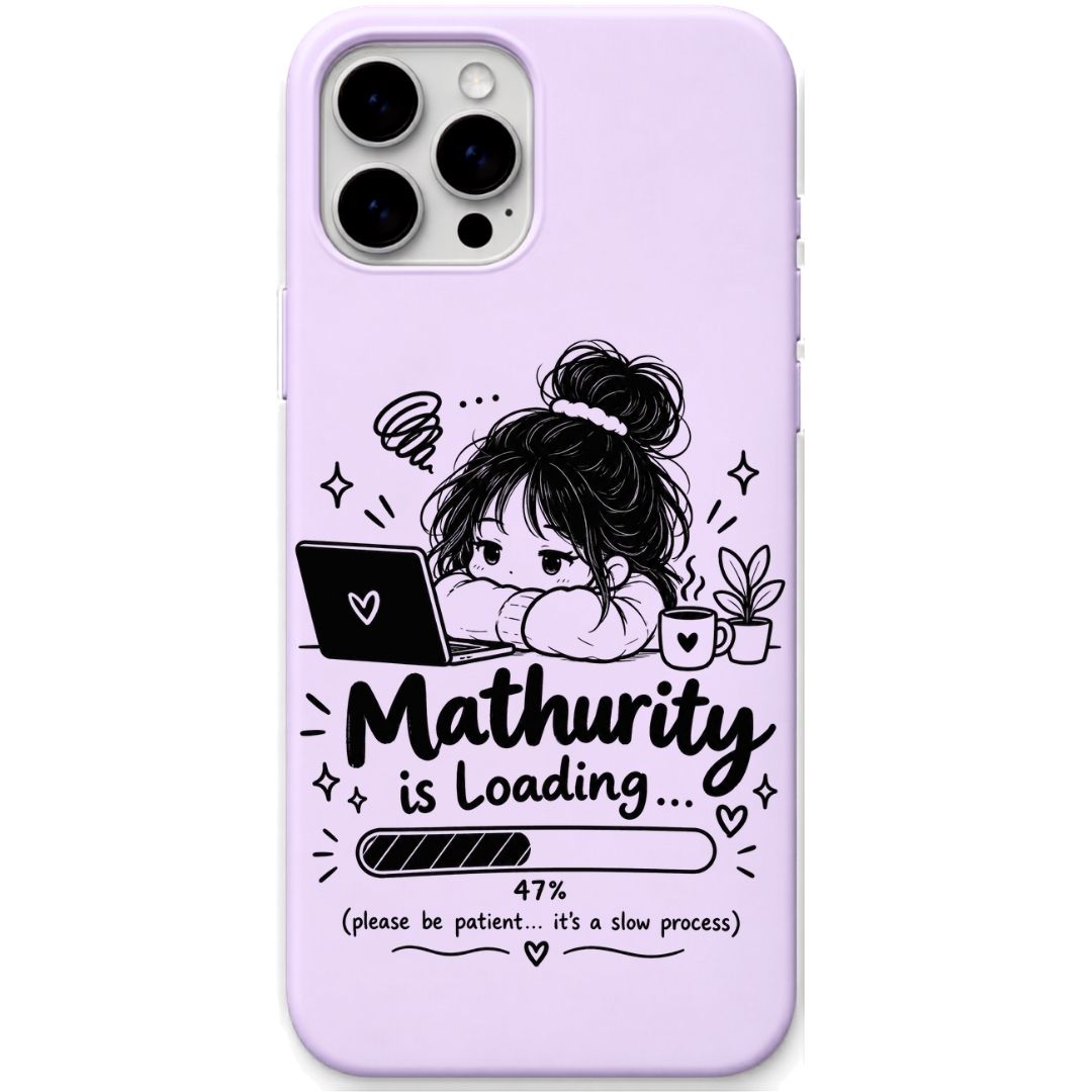 Maturity Is Loading liquid silicone phone cover in Lavender