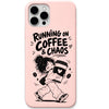 Running on Coffee & Chaos liquid silicone phone cover in Blush Pink